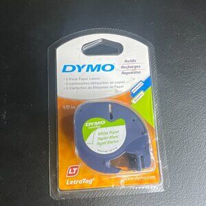 DYMO LetraTag Label Refills – 2-Pack, 1/2" White Paper Tape